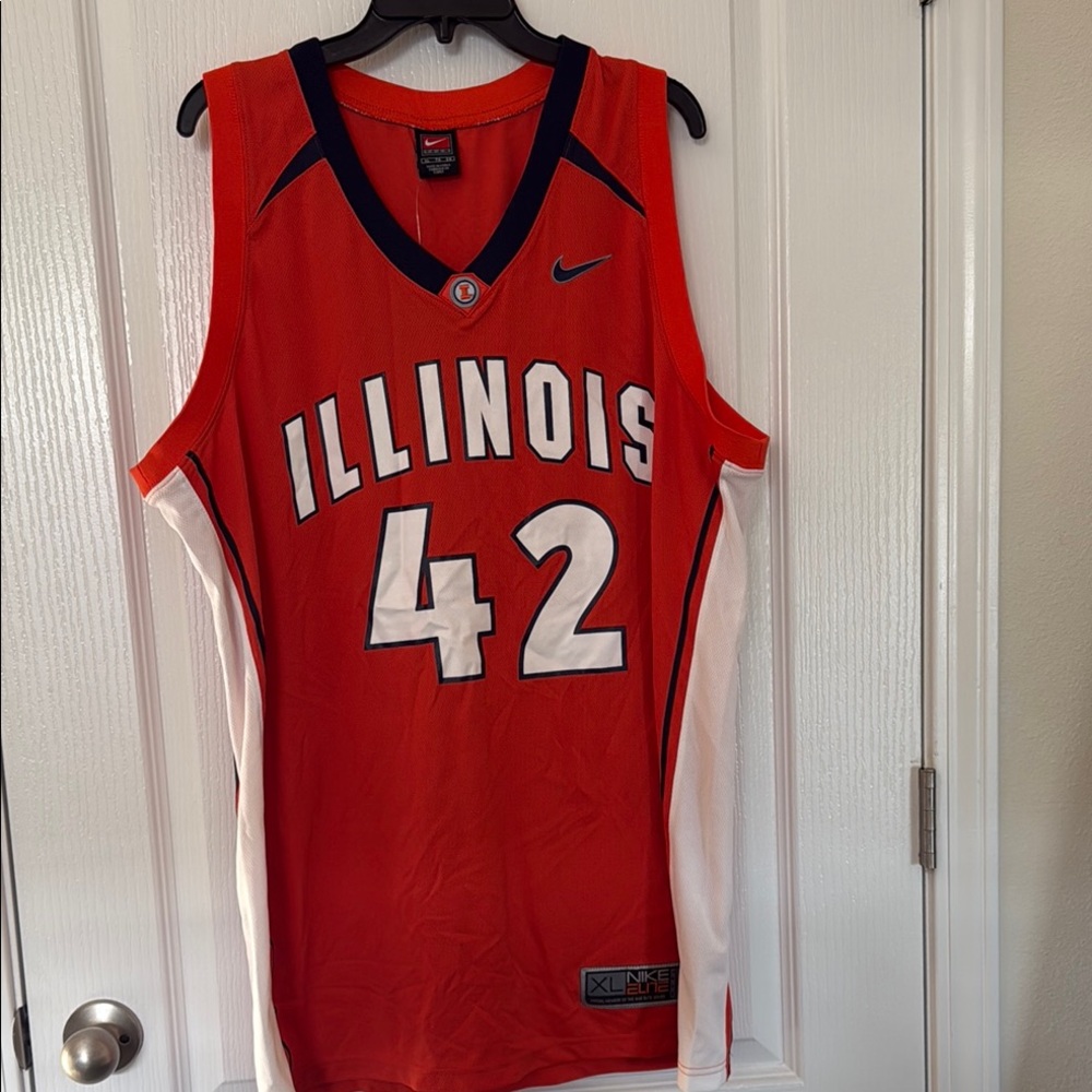 Nike Orange and White Basketball Jersey Illinois Team